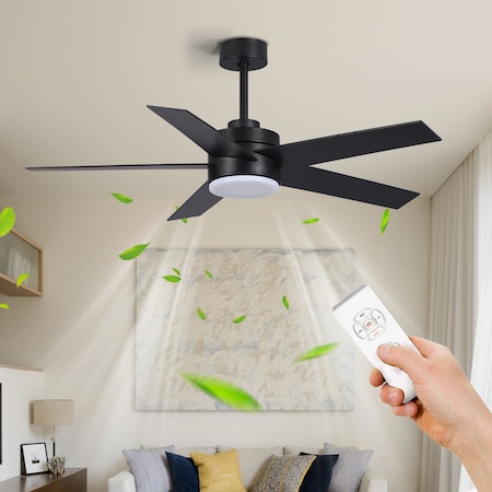 Bansa Rose 52-in Black Color-Changing Integrated LED Indoor Ceiling Fan with Light and Remote 5-Blade FF-J5203AC